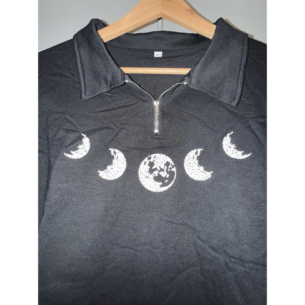 New Moon Phases Sweatshirt Quarter zip Size XL Witchy Goth Astrology Whimsical